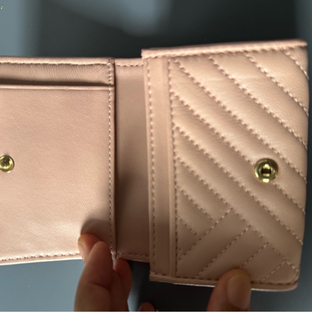 Tory Burch Pink Quilted Wallet with Gold Hardware